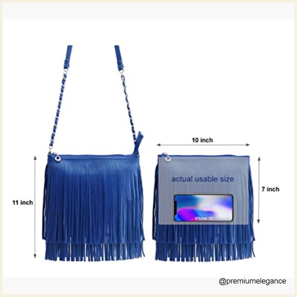 Faux Leather Fringe Crossbody Shoulder Bag with Adjustable Strap - Picture 6 of 7